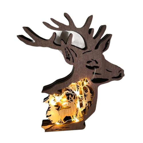 F Fityle Geschnitzter Hirsch, Holztierschnitzerei mit Lichtern, rustikale Figuren, Holzsilhouette, Kunstdekor, Geburtstagsgeschenk, 3D-Tierschnitzerei F Fityle Geschnitzter Hirsch, Holztierschnitzerei mit Lichtern, rustikale Figuren, Holzsilhouette, Kunstdekor, Geburtstagsgeschenk, 3D-Tierschnitzerei von F Fityle