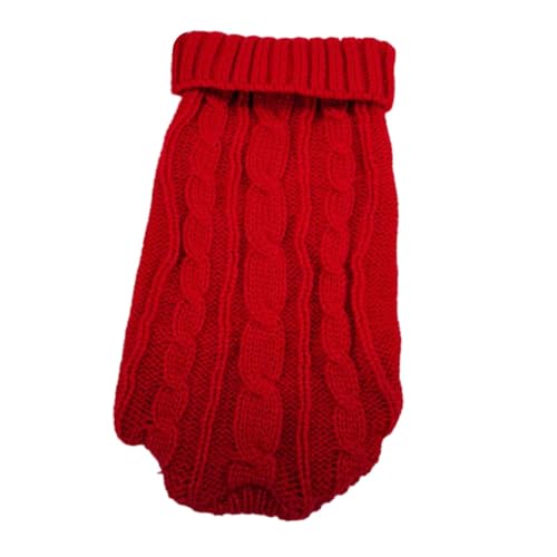 F Fityle Gestrickter Hundepullover, Haustierkleidung, Rollkragenpullover, verdickender Pullover, warm, weich, für Welpen, Strickwaren, Kostüm, Hundemantel, rot M von F Fityle