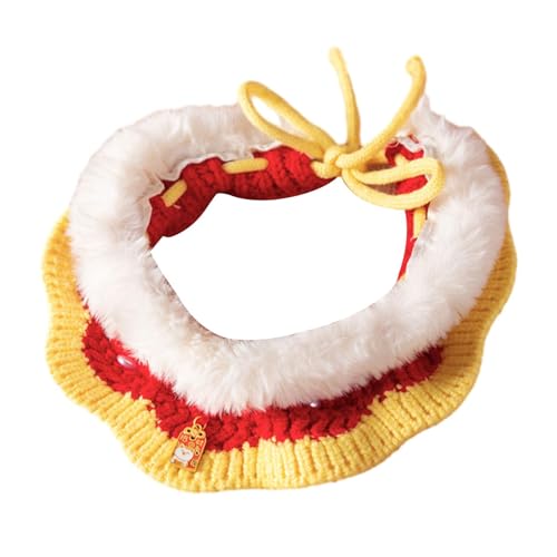 F Fityle Gestricktes Katzenhalsband für das Neue Jahr, Kätzchen-Halskettenschal, dekorativer handgefertigter gestrickter Haustierschal, handgewebtes, Stil b von F Fityle
