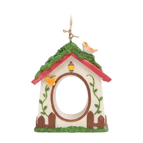 F Fityle Hängendes Vogelhaus, handbemaltes dekoratives aus Kunstharz für den Garten, A von F Fityle