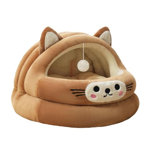 F Fityle Halbgeschlossenes Katzennest, süßes Katzenbett mit Spielball, warmes Katzenhaus, Katzenschlafbett, Brown S F Fityle Halbgeschlossenes Katzennest, süßes Katzenbett mit Spielball, warmes Katzenhaus, Katzenschlafbett, Brown S von F Fityle