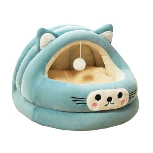 F Fityle Halbgeschlossenes Katzennest, süßes Katzenbett mit Spielball, warmes Katzenhaus, Katzenschlafbett, Green M F Fityle Halbgeschlossenes Katzennest, süßes Katzenbett mit Spielball, warmes Katzenhaus, Katzenschlafbett, Green M von F Fityle