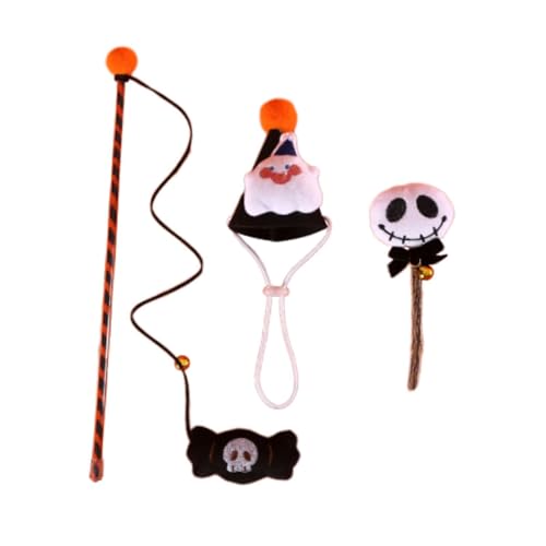 F Fityle Halloween-Katzenspielzeug-Set mit Kegelhut und Totenkopf für Hauskatzen, Geschenk, Zubehör, Bewegung, lustiges Kau- und beißspielzeug für Katzen, Geist F Fityle Halloween-Katzenspielzeug-Set mit Kegelhut und Totenkopf für Hauskatzen, Geschenk, Zubehör, Bewegung, lustiges Kau- und beißspielzeug für Katzen, Geist von F Fityle