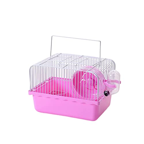 Hamsterkäfig, kleines Zubehör, Geschirrzubehör, Futterbox, Haustierkäfig, tragbarer Träger, Hamsterspielzeug für Rennmäuse, Lebensraum, Haus, ROSA von F Fityle