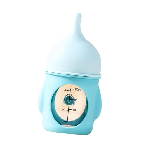 F Fityle Haustier -Fütterungsflasche, 80 ml Anti -Hingseligkeit Wiederverwendbare tragbare Pflegeflasche, Haustierfutterflasche für Heimreisepuppy, Blau von F Fityle