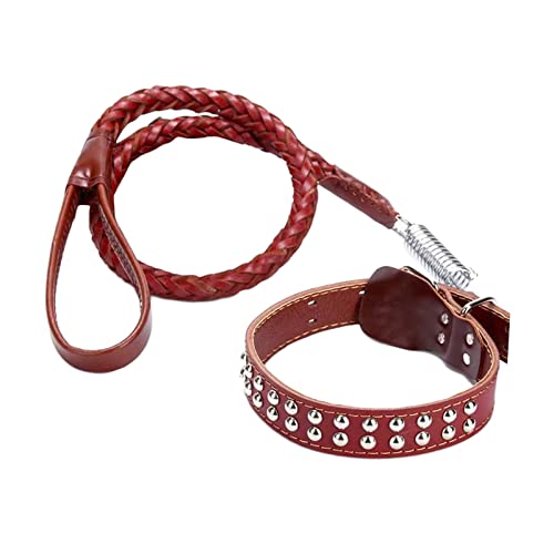 F Fityle Hochwertiges Hundehalsband mit stabilem Metallhaken für große Hunde, braune Farbe von F Fityle