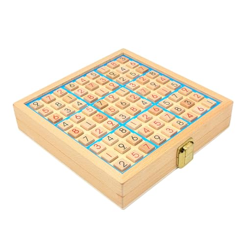 F Fityle Holz-Sudoku-Spielbrett, frühes Lernspielzeug, Schubladen zur Aufbewahrung, Zahlen-Denkspiel, Holz-Sudoku-Puzzle-Set für Kinder, Blau von F Fityle