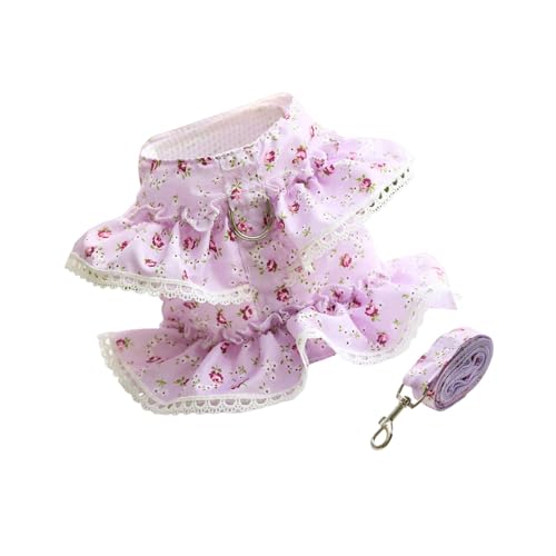 F Fityle Hundegeschirr- und Leinenset mit Blumenmuster, weich, Frühling/Sommer, süßes Haustier-/Katzengeschirr für Mädchen, Welpenkleidung für, Violett F Fityle Hundegeschirr- und Leinenset mit Blumenmuster, weich, Frühling/Sommer, süßes Haustier-/Katzengeschirr für Mädchen, Welpenkleidung für, Violett von F Fityle