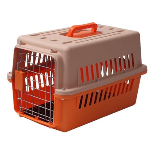 F Fityle Hundehütte, Hundetransportbox, von Fluggesellschaften zugelassen, Drahttür, Reise-Hundekiste für schnelle Ausflüge mit Kätzchen und kleinen, Orange von F Fityle