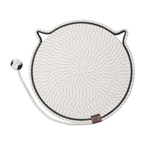 F Fityle Katzenkratzern Kratzpolster mit Spielzeug Baumwollseil Katzenkratzer Interaktive Katzenspielzeugkugel Kratzermatte für Wandcouch, Weiß von F Fityle