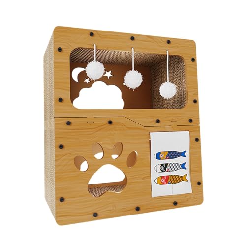 F Fityle Katzenkratzhaus, Katzenbett zum Ausruhen und Schlafen, Katzenhaushöhle, Kratzbrett für Haustierspielzeug für kleine, mittelgroße und große Katzen, mit Türvorhang F Fityle Katzenkratzhaus, Katzenbett zum Ausruhen und Schlafen, Katzenhaushöhle, Kratzbrett für Haustierspielzeug für kleine, mittelgroße und große Katzen, mit Türvorhang von F Fityle
