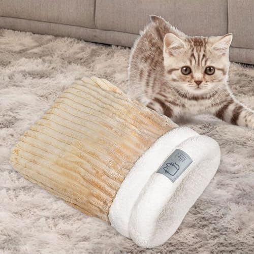 F Fityle Katzenschlafsack, halbgeschlossen, für Haustiere, drinnen und draußen, für Herbst und Winter, Katzenbett, Höhle, Katzensack, Braun, M F Fityle Katzenschlafsack, halbgeschlossen, für Haustiere, drinnen und draußen, für Herbst und Winter, Katzenbett, Höhle, Katzensack, Braun, M von F Fityle