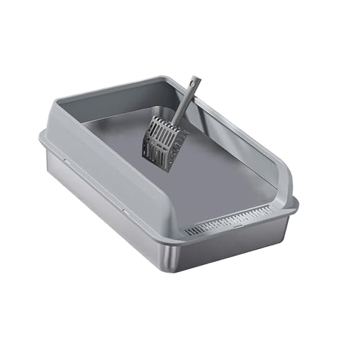 F Fityle Katzentoilette, Katzentoilette, spritzwassergeschützt, Katzensandkasten von Oben, Katzenbettpfanne für kleine und große Katzen, niedriger Einstieg, Hellgrau und L F Fityle Katzentoilette, Katzentoilette, spritzwassergeschützt, Katzensandkasten von Oben, Katzenbettpfanne für kleine und große Katzen, niedriger Einstieg, Hellgrau und L von F Fityle