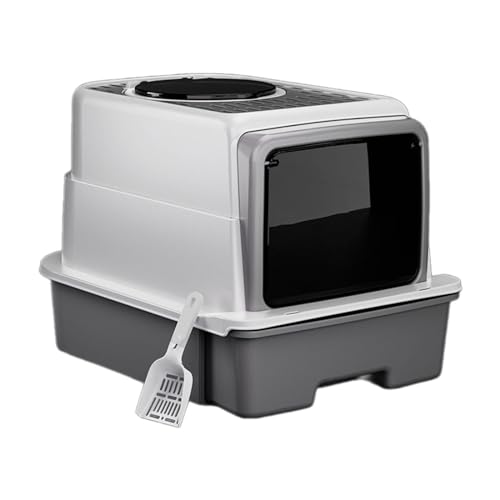 F Fityle Katzentoilette mit Haube, komplett geschlossene Katzentoilette, Katzentoilette mit hohen Seitenwänden, Haustierzubehör, spritzwassergeschützt, grau F Fityle Katzentoilette mit Haube, komplett geschlossene Katzentoilette, Katzentoilette mit hohen Seitenwänden, Haustierzubehör, spritzwassergeschützt, grau von F Fityle