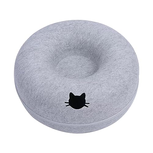 F Fityle Katzentunnelbett für Hauskatzen, Katzenbett, Katzen-Donut-Höhle, kratzfestes Versteckspielzeug für Katzen, Hellblau 60cm von F Fityle