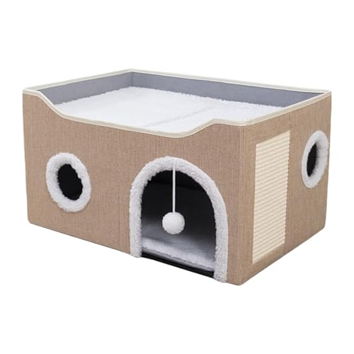 F Fityle Katzenversteck, Katzenhaus, einfach aufzubauen, mit hängendem Ball, Katzenwohnungen, Katzenhöhle für Kätzchen, mehrere kleine Haustiere, Kätzchen, Khaki F Fityle Katzenversteck, Katzenhaus, einfach aufzubauen, mit hängendem Ball, Katzenwohnungen, Katzenhöhle für Kätzchen, mehrere kleine Haustiere, Kätzchen, Khaki von F Fityle