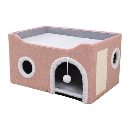 F Fityle Katzenversteck, Katzenhaus, einfach aufzubauen, mit hängendem Ball, Katzenwohnungen, Katzenhöhle für Kätzchen, mehrere kleine Haustiere, Kätzchen, Rosa F Fityle Katzenversteck, Katzenhaus, einfach aufzubauen, mit hängendem Ball, Katzenwohnungen, Katzenhöhle für Kätzchen, mehrere kleine Haustiere, Kätzchen, Rosa von F Fityle