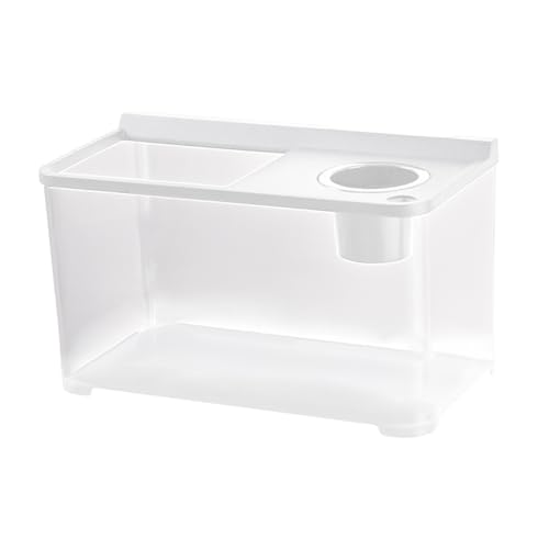 F Fityle Mini Betta Tank Reptile Terrarium Tank klar Ansicht 34x21x20 cm Kleiner Fisch Aquarium Tank Mini Schüssel für Betta Fisch Terrapin, Weiß von F Fityle