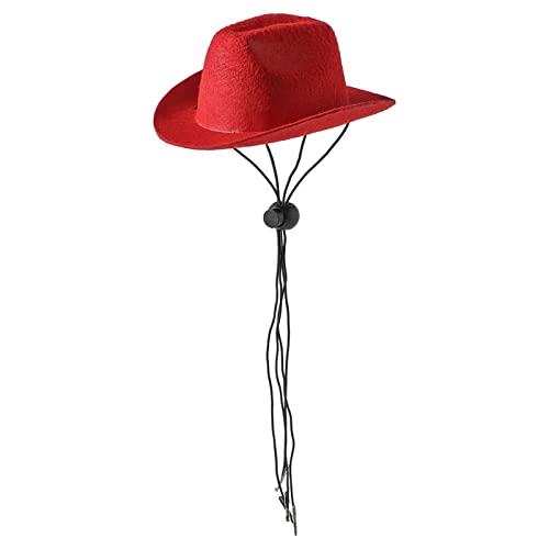 F Fityle Mode Haustier Cowboyhut Kopfbedeckung mit verstellbarem Kinnriemen Western Kätzchen Cowgirl Hüte Foto Requisiten für das tägliche Tragen Festival, Rot von F Fityle