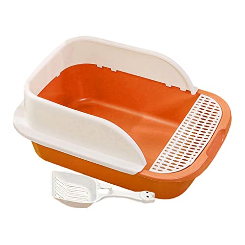 F Fityle Offene Katzentoilette Leicht zu reinigen mit Scatter Katzentoilette mit Scooper Katzentoilette Flache Katzentoilette Katzentoilette, Orange, MITTEL von F Fityle