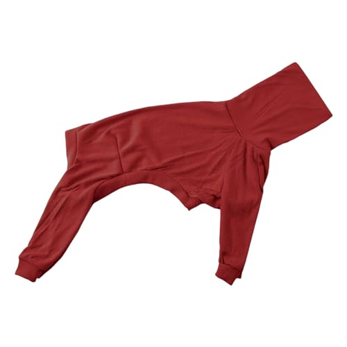 F Fityle Pullover Hundepyjama Hundepullover Bequeme weiche Hundebekleidung Warme Hundekleidung mit hohem Kragen Hundewintermantel für Haustierhund, Rot 3XL von F Fityle