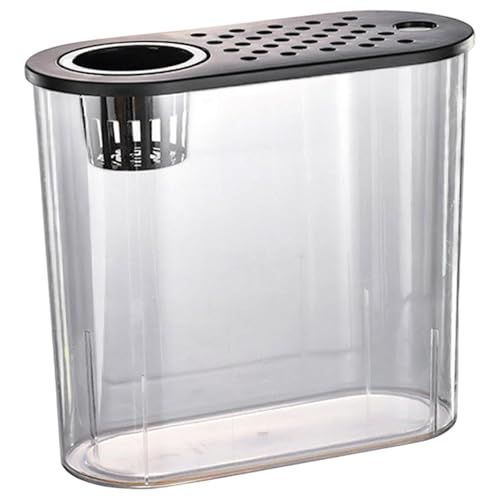 F Fityle Tank Aquarium Kleiner Fischtank leicht zu reinigen Zucht Tank Fischschale Terrarium für Wohnzimmer Büro Einsiedler Krabben Schlangenfrosch, Schwarzer Deckel von F Fityle