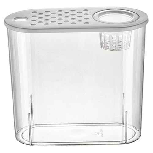 F Fityle Tank Aquarium Kleiner Fischtank leicht zu reinigen Zucht Tank Fischschale Terrarium für Wohnzimmer Büro Einsiedler Krabben Schlangenfrosch, Weißer Deckel von F Fityle