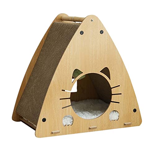 F Fityle Triangle Cat Scratcher Box Lounge Bett Wellpappe Heimtierbedarf Vielseitiges Zubehör Ort zum Entspannen Weit verbreitet Langlebig, mit Kissen von F Fityle