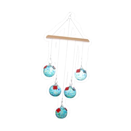 F Fityle Windspiel-Futterspender, hängender Vogelfutterspender, der Vögel mit Glaskugeln anlockt, Futterstation für Fence Mom Birdhouse, Hellblau von F Fityle
