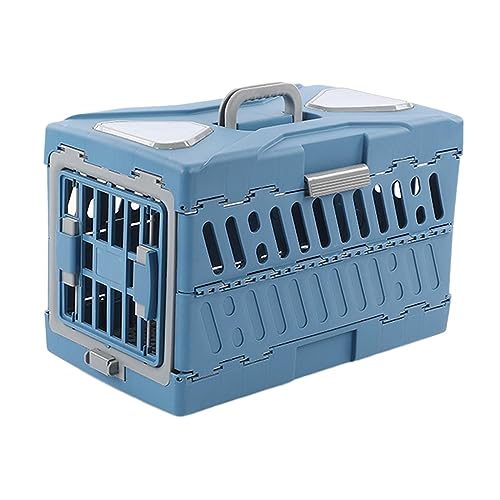 F Fityle Zusammenklappbare Welpenkiste, Katzen-Reisekäfig, atmungsaktiv, hart, faltbar, für, Katzentransportbox für kleine Hunde, Kaninchen, Blau von F Fityle