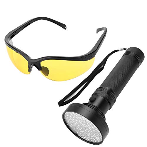 F&Y UV Schwarzlicht Taschenlampe mit 100 LEDs, Bester Haustierurin- & Fleckendetektor, inklusive UV-Schutz-Sonnenbrille, hohe Intensität für Teppich- und Bettinspektion von F&Y