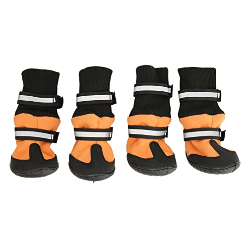 Pfotenabdeckungen für Hunde draußen: weiche, reflektierende, wasserdichte, verstellbare orangefarbene Hundestiefel, Schuhe für Hundepfoten, ideal zum Wandern, Spazierengehen und Laufen (XL) von F&Y