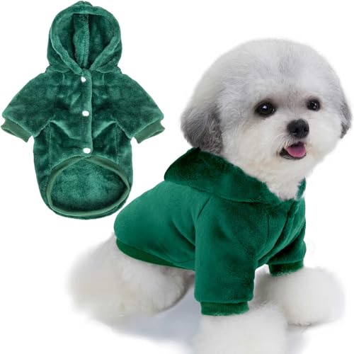 FabriCastle Hunde-Kapuzenpullover für kleine Hunde, Jungen und Mädchen, Hundekleidung, XS, Welpen-Sweatshirt, Haustier-Outfit, Katzenkleidung, superweich, warm, Schnappverschluss (Dunkelgrün, Größe M) FabriCastle Hunde-Kapuzenpullover für kleine Hunde, Jungen und Mädchen, Hundekleidung, XS, Welpen-Sweatshirt, Haustier-Outfit, Katzenkleidung, superweich, warm, Schnappverschluss (Dunkelgrün, Größe M) von FABRICASTLE