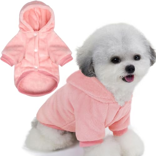 FabriCastle Hunde-Kapuzenpullover für kleine Hunde, Jungen und Mädchen, Hundekleidung, XS, Welpen-Sweatshirt, Haustier-Outfit, Katzenkleidung, superweich, warm, Schnappverschluss (Rosa, XL) von FABRICASTLE