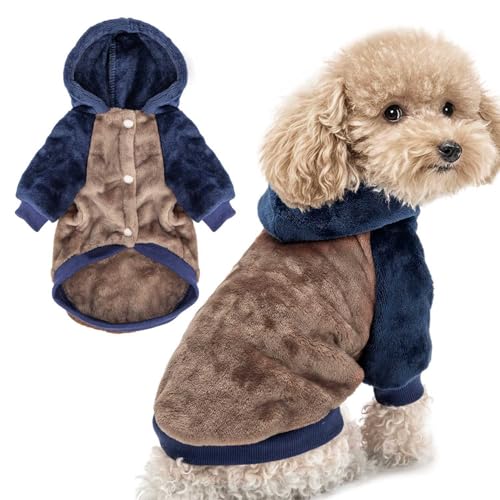 FabriCastle Hunde-Kapuzenpullover für kleine Hunde, Jungen und Mädchen, kleine Hundekleidung, XS, Welpen-Sweatshirt, Haustier-Outfit, Katzenkleidung, superweich, warm, Schnappverschluss von FABRICASTLE