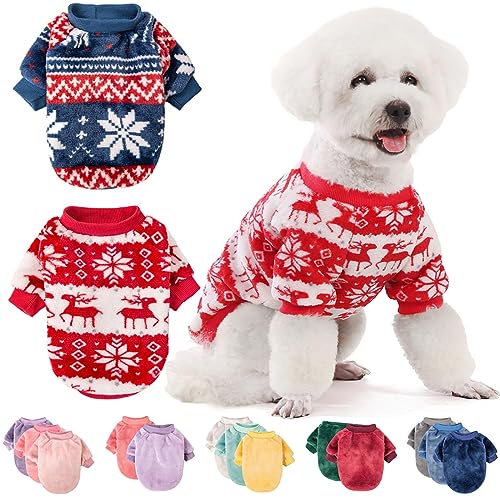 FabriCastle Hundepullover, 2 oder 3 Stück, Hundekleidung, Hundemantel, Hundejacke für kleine oder mittelgroße Hunde, Jungen oder Mädchen, ultraweich und warm, Katzen-Haustier-Pullover (Rot, Blau, FabriCastle Hundepullover, 2 oder 3 Stück, Hundekleidung, Hundemantel, Hundejacke für kleine oder mittelgroße Hunde, Jungen oder Mädchen, ultraweich und warm, Katzen-Haustier-Pullover (Rot, Blau, von FABRICASTLE