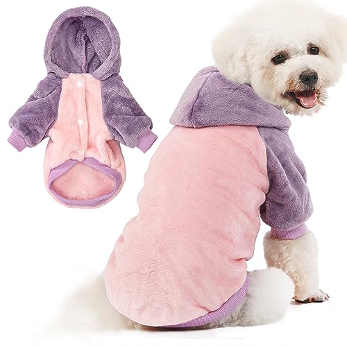 Hund Hoodie Pullover, Hundekleidung Hundemantel, Hundejacke für kleine oder mittelgroße Hunde Junge oder Mädchen, Ultra weich und Warm Katze Pet Sweater (Rosa Body, XX-Small) von FABRICASTLE