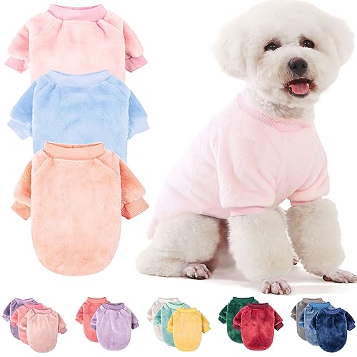 Hundepullover, 2/3 Stück, Hundekleidung, Hundemantel, Hundejacke für kleine oder mittelgroße Hunde Junge oder Mädchen, Ultra weich und warm Katzen-Haustierpullover (Ballettrosa, Himmelblau, Pfirsich, von FABRICASTLE