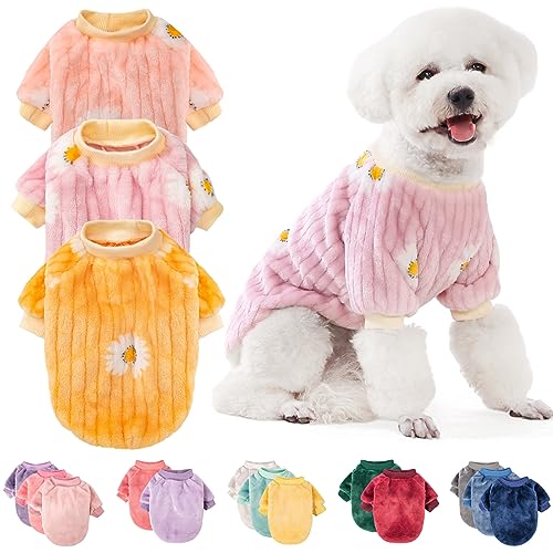 FabriCastle Hundepullover, 2 oder 3 Stück, Hundekleidung, Hundemantel, Hundejacke für kleine oder mittelgroße Hunde, Jungen oder Mädchen, ultraweich und warm, Katzen-Haustier-Pullover (Rosa, Violett, von FABRICASTLE