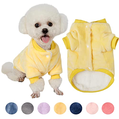 FabriCastle Hundepullover, Hundekleidung, Hundemantel, Hundejacke für kleine oder mittelgroße Hunde, Jungen oder Mädchen, ultraweich und warm, Katzen-Haustier-Pullover (gelb, klein) von FABRICASTLE