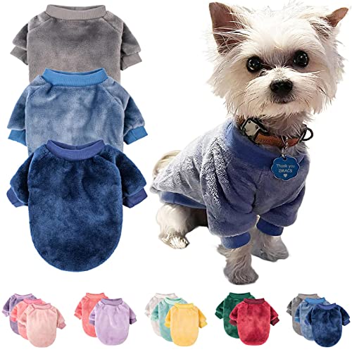 Hundepullover für kleine Hunde, 3 Stück, Hundekleidung, Hundemantel, Hundejacke für kleine oder mittelgroße Hunde, Jungen oder Mädchen, blau, dunkelblau) von FABRICASTLE