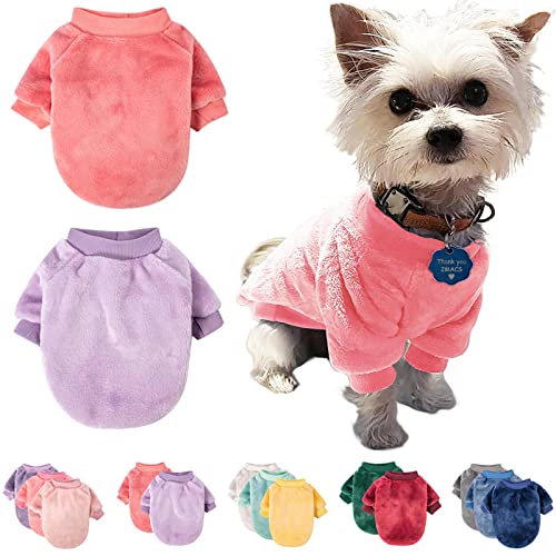 FabriCastle Pullover für kleine Hunde, 2 Stück, Hundekleidung, Hundemantel, Hundejacke für kleine oder mittelgroße Hunde, Jungen oder Mädchen, ultraweich und warm, Katzen-Haustier-Pullover (S, Rosa, von FABRICASTLE