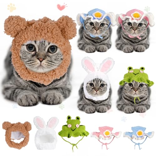 FACULX 5 Stück Katzenhut Katzenkostüm, Katzenkostüme nur für Katzen mit verstellbarem Klebriemen oder Schnur, Katzenhelm-Hüte für Katzen mit Ohrlöchern, Katzen-Geburtstagshut für Katze Hund Party FACULX 5 Stück Katzenhut Katzenkostüm, Katzenkostüme nur für Katzen mit verstellbarem Klebriemen oder Schnur, Katzenhelm-Hüte für Katzen mit Ohrlöchern, Katzen-Geburtstagshut für Katze Hund Party von FACULX