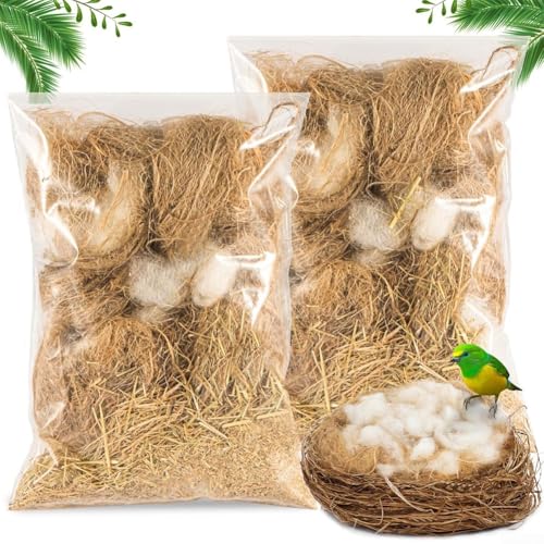 FACULX Vogel-Nistmaterial, 2er-Set, gemischte Einstreu für Kolibris, Wellensittiche, Papageien, Finken, Kanarienvögel, weiche Jute-Seide, Stroh, Baumwolle, Sisalfasern, warmes, bequemes Käfigzubehör FACULX Vogel-Nistmaterial, 2er-Set, gemischte Einstreu für Kolibris, Wellensittiche, Papageien, Finken, Kanarienvögel, weiche Jute-Seide, Stroh, Baumwolle, Sisalfasern, warmes, bequemes Käfigzubehör von FACULX