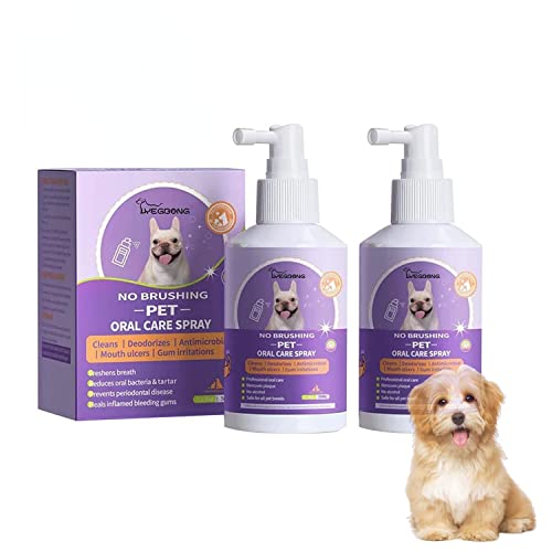 FADELU 2 Pcs 2023 New Pet Clean Teeth Cleaning Spray for Dogs & Cats, Pet Clean No Brushing Pet Oral Care Spray, Pet Breath Freshener Spray Care Cleaner, Eliminate Bad Breath von FADELU