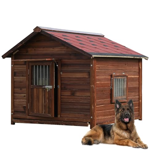 Extra große hölzerne Hundehütte im Freien, wasserdichte Hochleistungs-Hundehütte draußen mit Tür und verstellbarem Fenster, großer Haustierzwinger im Freien, 6XL Extra große hölzerne Hundehütte im Freien, wasserdichte Hochleistungs-Hundehütte draußen mit Tür und verstellbarem Fenster, großer Haustierzwinger im Freien, 6XL von FAFAIR