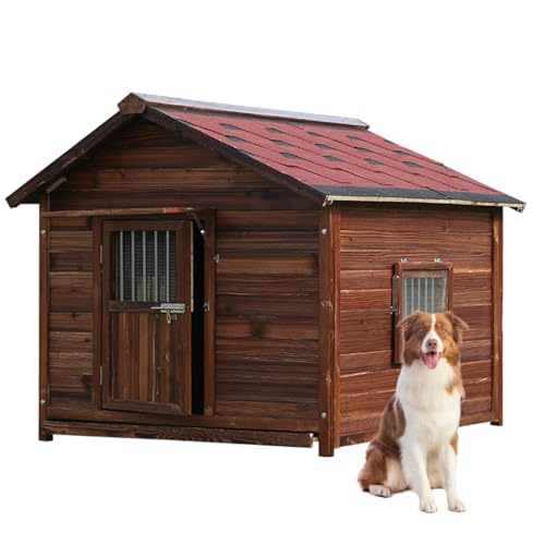 wasserdichte Hundehütten für große Hunde draußen mit Tür und Fenster, Luxus-Hundehütte im Freien, robuste Haustierhütte für alle Jahreszeiten und jedes Wetter, 5XL wasserdichte Hundehütten für große Hunde draußen mit Tür und Fenster, Luxus-Hundehütte im Freien, robuste Haustierhütte für alle Jahreszeiten und jedes Wetter, 5XL von FAFAIR