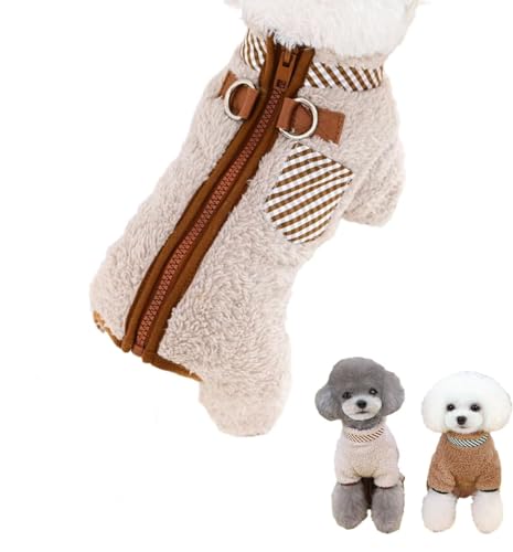 Hunde-Fleece, Thermokleidung mit Doppelring-Knöpfen, Winter-Hunde-Thermokleidung mit Reißverschluss, Kleiner Hundepullover, Hundepullover mit Leinenring für den Winter von FAFOUR