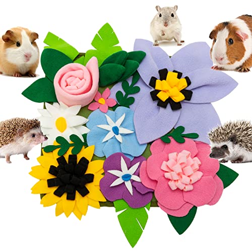 FAITUCOS Futtermatte für Kleintiere, für Kaninchen, Igel, Meerschweinchen, Ratten, Chinchillas, Häschen – interaktive niedliche Blume, lustiges Futterspielzeug, Futtermatte, Bettkäfigzubehör von FAITUCOS