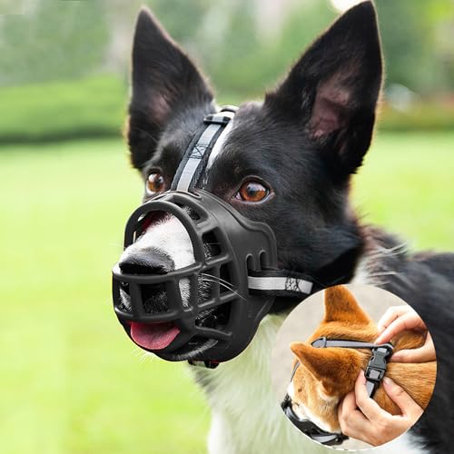 FALUCKYY Hundemaulkorb, 5 Größen, weicher Silikon-Maulkorb für Hunde, Hundemaulkorb gegen Beißen und Bellen mit reflektierendem Streifen, verstellbarer Hundetrainingsmaulkorb für kleine, mittelgroße FALUCKYY Hundemaulkorb, 5 Größen, weicher Silikon-Maulkorb für Hunde, Hundemaulkorb gegen Beißen und Bellen mit reflektierendem Streifen, verstellbarer Hundetrainingsmaulkorb für kleine, mittelgroße von FALUCKYY